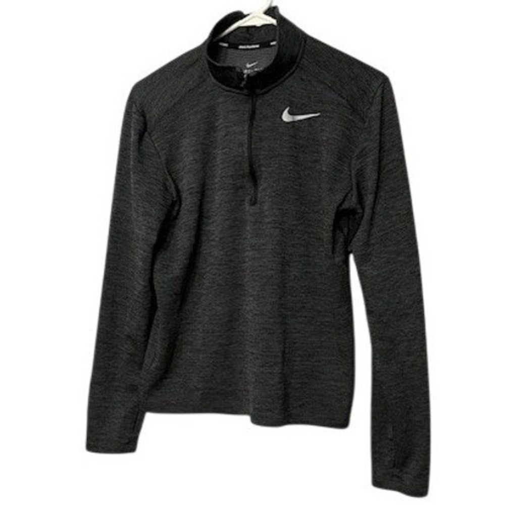 Nike Running Dri-FIT Quarter Zip Pullover Heather Grey Womens Mock Neck